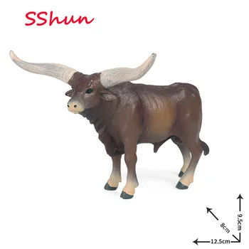 12.5*8*9.5 cm otrok trdna simulacije divje živali krave model perutnini Texas longhorn bika igrače, plastični okras