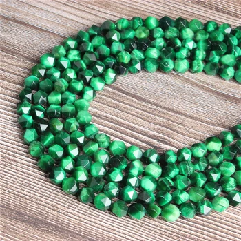 Lanli 8 mm naravno carves mala ravno Zeleno tiger oči kamen svoboden kroglice za nakit DIY kamen, zapestnice in ogrlice