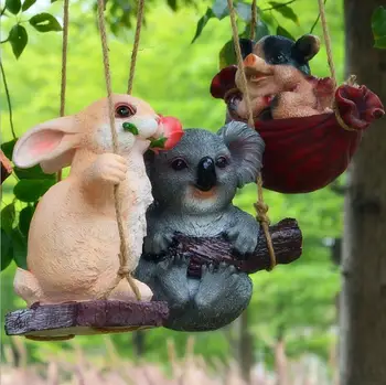 Doma Vrt Smolo Živali Obrti Vrtnarjenje Krajinske Skulpture Swing Koala Panda Opica Prašičev Vrtec Drevo Ornament Dekoracijo