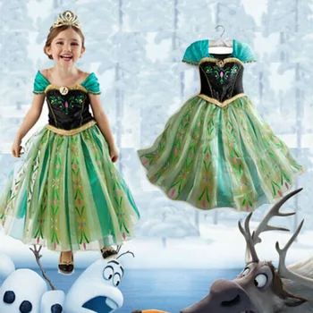 Disney Zamrznjene obleko Otroci Dekliška Šola Enotno Naguban Skuter z Žico Bowknot in Skrite Hlače dnevno nosijo obleke