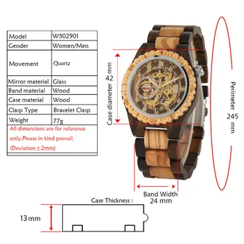 Luksuzni Moške Gledajo Automatic Mehanski Lesene Watch Rimskimi številkami Prikazati Lesa Bangle ročno uro Ustvarjalne Moško Uro reloj