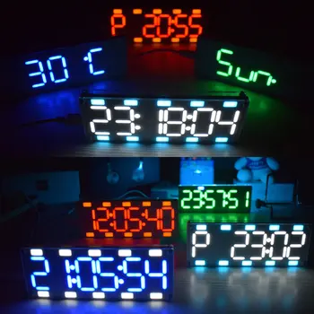 DIY 6 Mestni LED Velik Zaslon Dveh Barvnih Digitalnih Cev Namizno Uro Komplet Touch Control 6 Barv