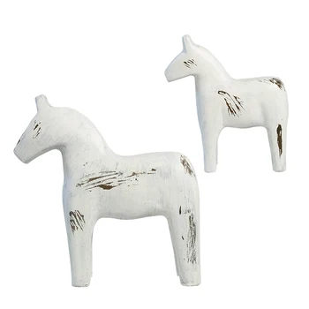 Konj Ornament Lesa Vintage Bela Slog Ročno Živali Obrti Konj Torto Dekoracijo Mize
