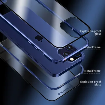 Za iphone 12 Pro Max Magnetni Primeru iphone12 dvostranski Kaljeno Steklo Ohišje za iphone 12 Mini Magnetni Primeru
