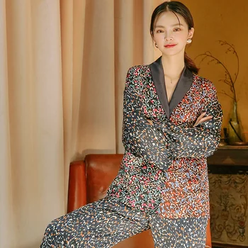2021 Moda svileno pižamo za ženske, spomladi in jeseni dolg rokav sleepwear lahko nosili zunaj Canruo zvezda obleko domov oblačila