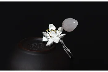 Uglyless Pravi S925 Sterling Srebro Ženske Lotus Obroči Odpiranje Ročno izdelan Prstan Naravnih Jade Osebno Cvetlični Nakit Alergije brez
