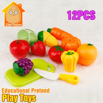 12PCS Cut Zelenjave, Igrače, Hrano, Miniaturni Plastično Sadje Igrače Kuhinjske Za Otroke Pretvarjamo, Igrajo Komplet Kuhinja