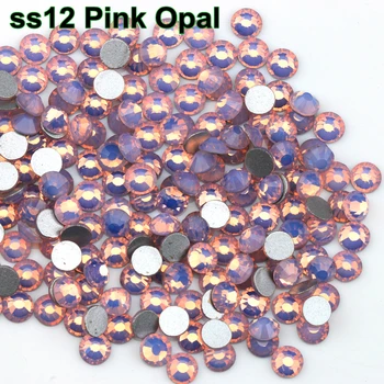 Brezplačna Dostava! 1440pcs/Veliko, ss12 (3.0-3.2 mm) Pink Opal Ravno Nazaj, Nail Art, ki Niso sprotni Popravek Okrasnih