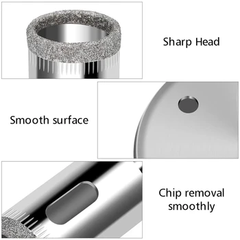 15pcs Diamond Prevlečeni Drill Bit Nastavite Ploščice Marmorja steklokeramična Kronske Žage Vrtanje Svedri Za ročna Orodja 3 mm-42mm