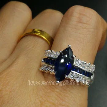 Choucong Ženske, Nakit Marquise Cut Modra 5A Cirkon Cz 925 srebro Posla Poročni prstan Prstan iz Sz 5-11 Darilo