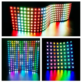 5 WS2812 RGB Led Trak Svetlobe Posamično Uporabljen Digitalni Prilagodljiv Plošča šahovnica z 8 × 8 16x16 8x32 Barvno Modul Matrični Zaslon