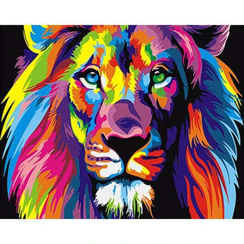GATYZTORY Okvir Pisane Lions Živali DIY Barvanje Z Številkami Sodobno Ročno Poslikane Oljna slika Edinstveno Darilo Za Otroke 40X50cm