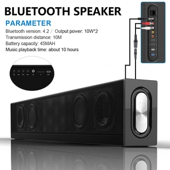 20 W High Power Brezžični Prenosni Bluetooth Zvočnik Super Bass Domači Kino Soundbar Subwoofer Stolpec 4500mAh za Računalnik, TV