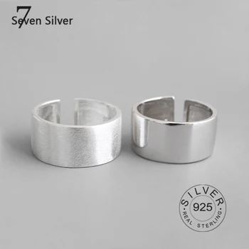 Pravi 925 sterling silver obroči za ženske nemoteno odpiranje Trendy fine Nakit Velik Nastavljiv Starinsko Obroči Anillos