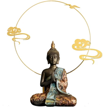 Y. DSHH Kip Bude na Tajskem, Buda Kiparstvo Zelena Smolo Ročno Izdelani Budizem Hindujski Fengshui Figur Meditacija Doma Dekor FX2