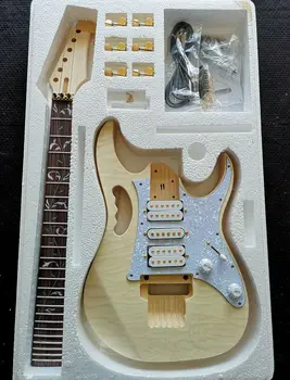 Quilted Maple Električna Kitara DIY Kit Komplet Basswood Telo Palisander Fingerboard Trajne Javor Vratu Kitare Dodatki
