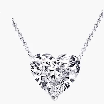 Luksuzni 925 Sterling Srebro, Diamant Srce Ogrlico Fine Nakit 6ct White Sapphire Srce Ogrlico, Obesek za Ženske Obletnico