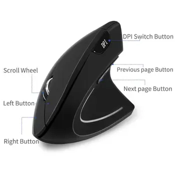 Ergonomska Navpično Miško Brezžična tehnologija Bluetooth Optična Mause 800/1200/1600 DPI Nastavljiv 5D Gaming Osvetljen Miši Za Prenosni RAČUNALNIK