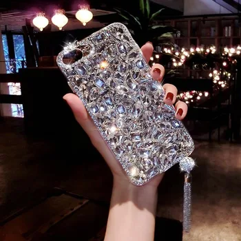 Luksuzni Jewelled Kristalno Diamond Obesek Za iPhone 6 7 8 Plus 11 12 Pro X XR Xs Max Pokrovček Za Samsung S 10 Opomba 9 20 Ultra primerih