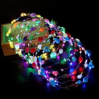 10 Žareče Garland svate Krono Cvet Glavo LED Luči Božič Neon Venec Dekoracijo Svetleče Lase Garland Hairband