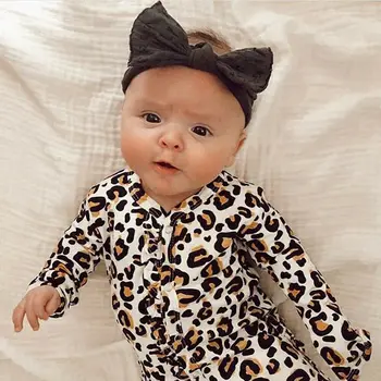 Za Malčke Baby Girl Boy Leopard Bodysuit Romper Jumpsuit Obleke Poletje Obleko Set