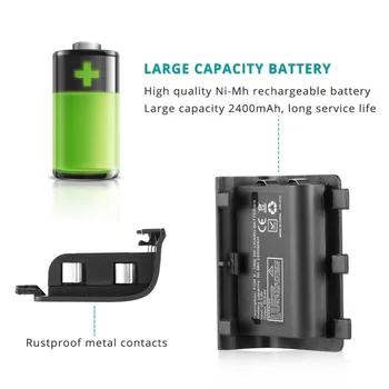 2 Nastavite 2400mAh Baterije + USB Kabel Za XBOX EN Brezžični Krmilnik Polnjenja za Vgradnjo Gamepad Pomožno Baterijo za ponovno Polnjenje
