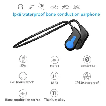 Brezžični Kostne Prevodnosti Slušalke IPX8 Nepremočljiva MP3 Slušalke Bluetooth 16G z Mic MP3 Plavanje Športne Slušalke Čepkov K3