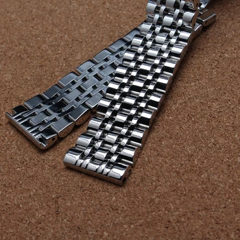 Visoka kakovost watchband srebrna kovinski, iz nerjavnega jekla jermenčki za zapestnico polirani 7 kroglice 14 mm 16 mm 18 mm 20 mm 22 mm za moške ure