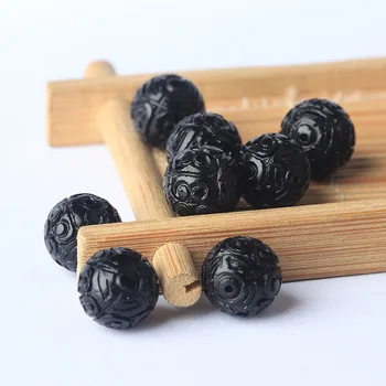 Svoboden črni turmalin kroglice krog 8-18 mm za DIY nakit, izdelava FPPJ debelo narave gemstone