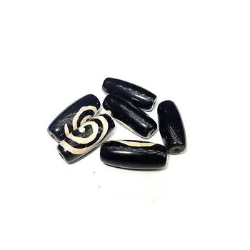 Redki Vzorci Spirala 12*25 mm, Črne Barve Naravne Agate Amulet Dzi Kroglice za Nakit, Izdelava DIY 6pcs/veliko Brezplačna Dostava