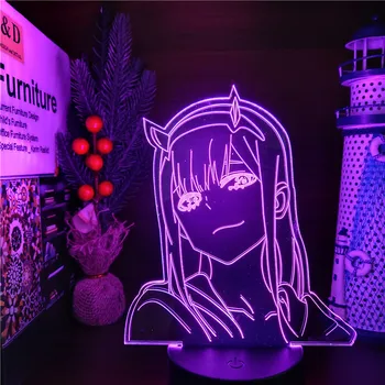 Anime 3D Lučka Nič Dva Slika LED Nočna Lučka Otroci Dekleta Spalnica Dekor Svetlobe Manga Akril namizne Svetilke Draga V Franxx Darilo