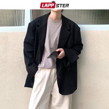 LAPPSTER Letnik Moški Harajuku Črn Jopič Jopič 2020 Mens Japonski Ulične Jopiči, Plašči za Par Hip Hop Modo, Blazerji