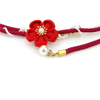 Obijime Obi Kimono Yukata Obleko, Opremo pasu Pasu Beading Rdeča Modra Rumena Roža Tradicionalnih Formalnih Oblačila Okraski HW038