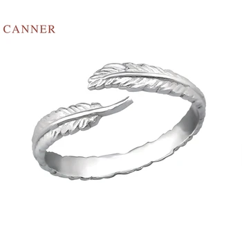 CANNER Platinum Pero Odpiranje Obroč 925 Sterling Srebro Anillos Zlata prstana Za Ženske Luksuzni Fine Nakit, Poročni Prstani Bague