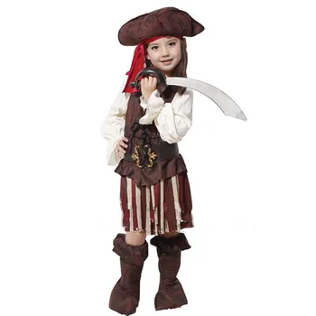 Purim Otroci Dekleta Rojstni Dan Obleko Kapitan Pirat Noša Cospaly Halloween Fantazijski Kostumi