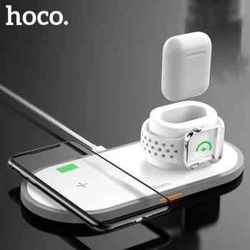 HOCO 3in1 Qi Brezžični Polnilnik Tipke za i Telefona 11 pro X XS Max XR za pple Watch 4 3 2 Airpods 10W Hitro Polnjenje Za Sam sung S10