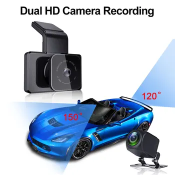 3-palčni Avto Dashcam Avto DVR Kamera Z WIFI GPS 1080P HD Zaslon, Night Vision Dash Cam 24H Parkiranje Spremlja Pogled od Zadaj Kamero