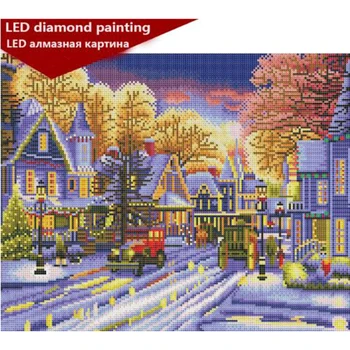 LED Luči, Polni Krog Vaja 5D DIY Diamond Slikarstvo 40x50cm