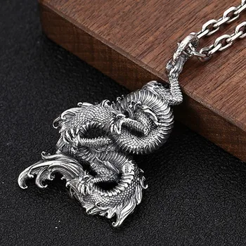 BOCAI podkrepljena pravi s925 sterling srebrni nakit retro osebnost srečno dragon obesek eleganten Moški obesek