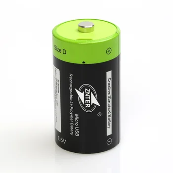 ZNTER 2pcs D velikost 6000mAh Litijeva Baterija Bateria 1,5 v 6000mAh Baterija za ponovno Polnjenje Večnamensko Li-polymer with usb kabel