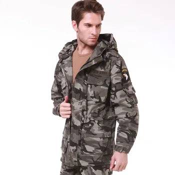 Moški Jeseni, Pozimi Multi-Nepremočljiva pocket Vojaške Camo Taktično Windbreaker Suknjič Mens Hooded Coats Vojske 101 Zraku Oddelek