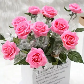 10 kosov veliko rdeče rose umetne rože pravi dotik latex cvetje umetno silikonski ponaredek rose šopek, dekoracijo za dom svate