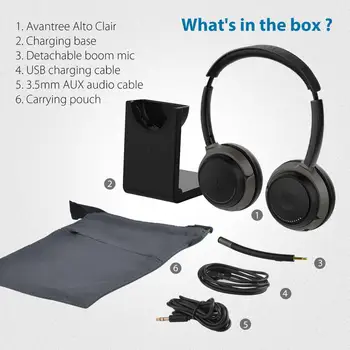 Avantree Alto Clair Bluetooth 5.0 Slušalke z Mikrofonom za Računalnik PC, Laptop, aptX HD Hi-Fi Glasbeni Zvok, Nizke Latence