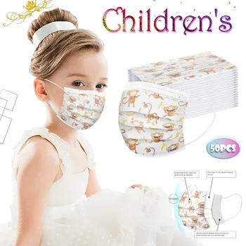 50PC Otrok Masko za Enkratno uporabo Tiskanje Visoke Kakovosti Masko Proti Prahu Onesnaževanja Otroci Masko Z Industrijskimi 3Ply držalo za uho