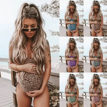 Žensk, Porodniškega Kopalke Leopard Tiskanja Bikini Kopalke, Kopalke Plaži Kopalke Plažo Poletje Noseča Mati Oblačila
