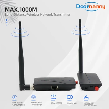 Doornanny 1000M Cabel Extender Brezžična Vmesnik Kamere, WiFi Digitalni Signalni Ojačevalnik 2,4 Ghz 802.11 ah Oddajnik & Sprejemnik