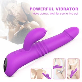 Vibrator Za Ženske 360°Obračanje Dual G Spot Vibrator Rabbit Vibracije Silikonski Ženski Ogrevanje Klitoris Analni Massager Sex Igrače Za Ženske