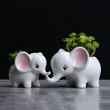 2021 klasičnih slon planter lončki za rastline 2 kos/veliko risanka majhne keramične živali succulents vaza vrtni okras