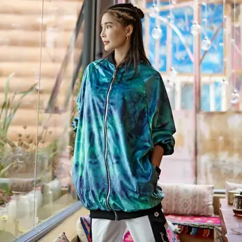 Harajuku Jakna Ženske Dolg Rokav Plašč Jeseni Leta 2020 Zadrgo Tie-barvane Plus Velikost Šport Žensko Hip Hop Rock Ples Outwear