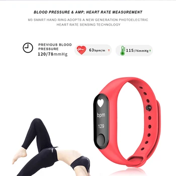 Potrditev M3 Smart Band Moški Ženske Srčnega Utripa Smart Manšeta Fitnes Tracker Zdravje Zapestnica Pedometer Športen Bedeti